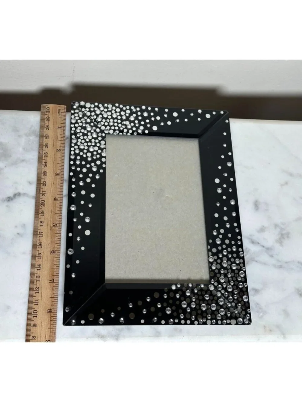 Black Glass Rhinestone 4x6 Picture Frame Sparkle Crystal Jeweled Tabletop Decor
